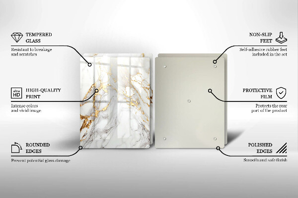 Copri piano cottura in vetro Marmo chiaro con oro