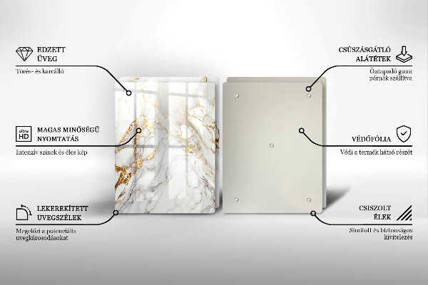 Copri piano cottura in vetro Marmo chiaro con oro