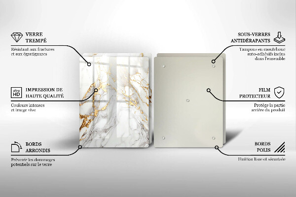 Copri piano cottura in vetro Marmo chiaro con oro