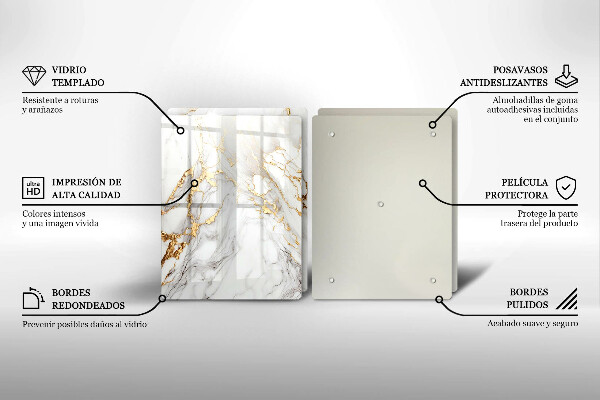 Copri piano cottura in vetro Marmo chiaro con oro