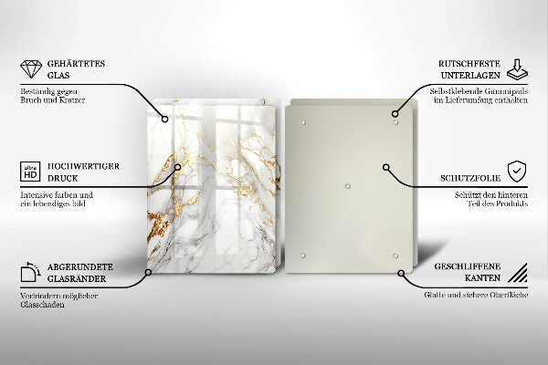 Copri piano cottura in vetro Marmo chiaro con oro