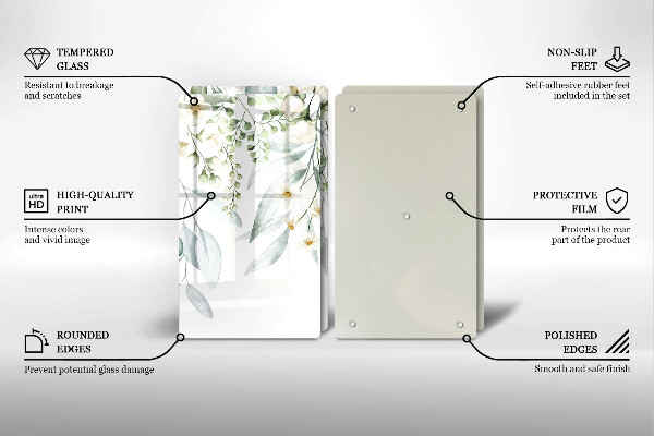 Copri piano cottura in vetro Piante ad acquerello