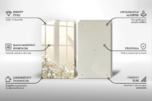 Copri piano cottura in vetro Fiori boho in gesso