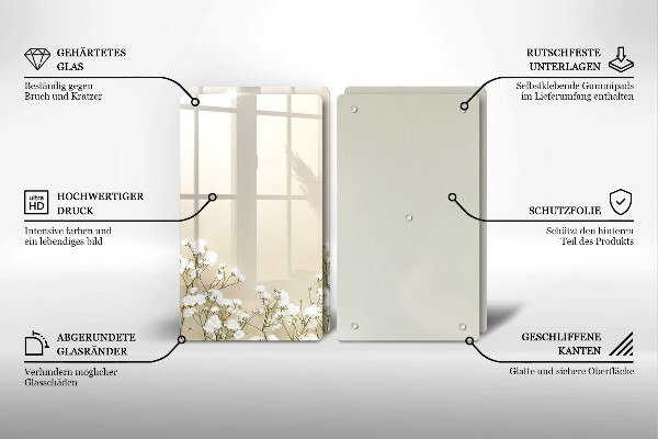 Copri piano cottura in vetro Fiori boho in gesso