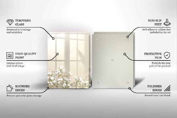 Copri piano cottura in vetro Fiori boho in gesso