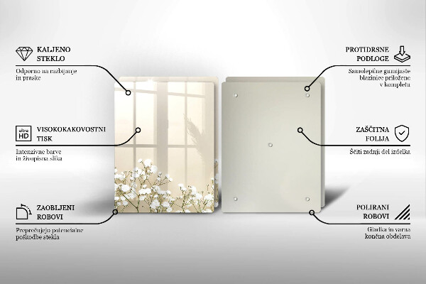 Copri piano cottura in vetro Fiori boho in gesso