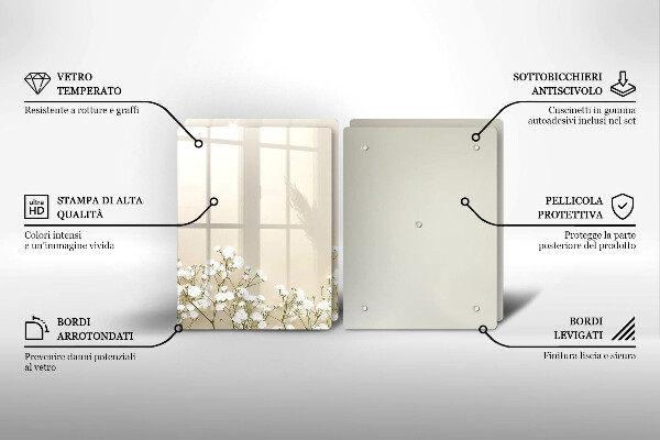 Copri piano cottura in vetro Fiori boho in gesso