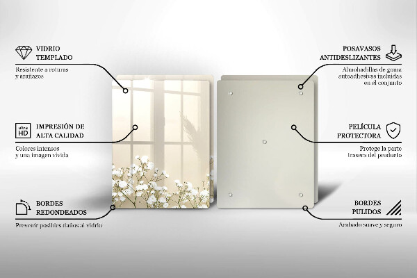 Copri piano cottura in vetro Fiori boho in gesso