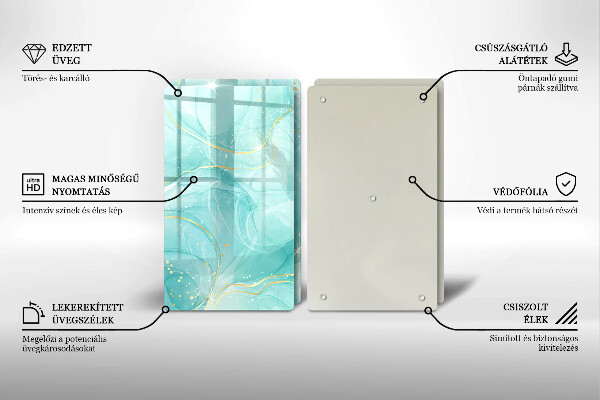 Copri piano cottura in vetro Astrazione blu e oro