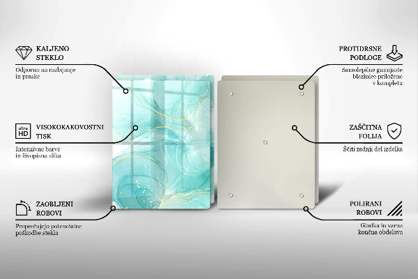 Copri piano cottura in vetro Astrazione blu e oro