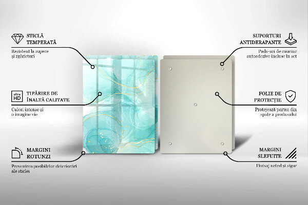 Copri piano cottura in vetro Astrazione blu e oro