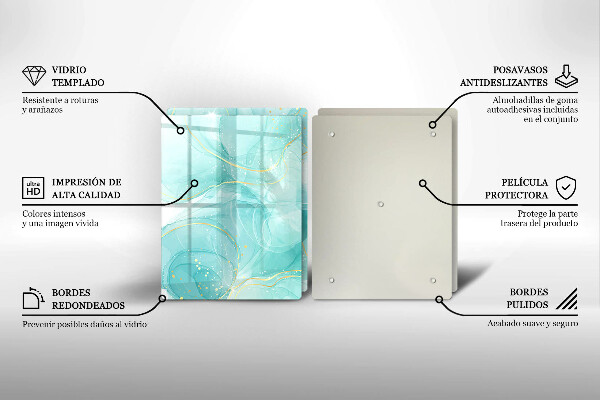 Copri piano cottura in vetro Astrazione blu e oro