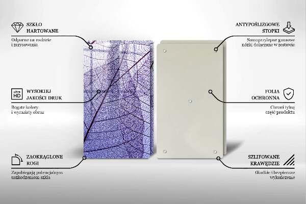 Copri piano cottura in vetro Foglie con venature