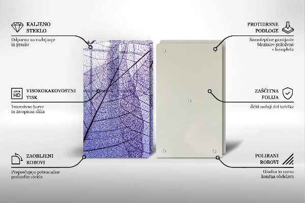 Copri piano cottura in vetro Foglie con venature