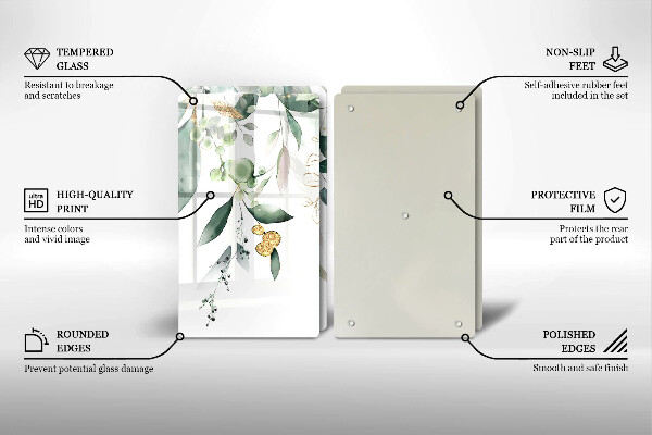 Copri piano cottura in vetro Foglie ad acquerello