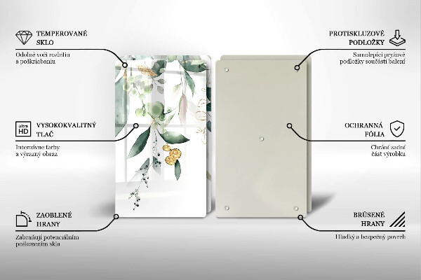 Copri piano cottura in vetro Foglie ad acquerello