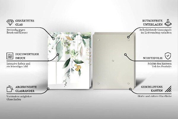 Copri piano cottura in vetro Foglie ad acquerello