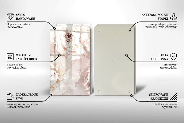 Copri piano cottura in vetro Peonie pastello