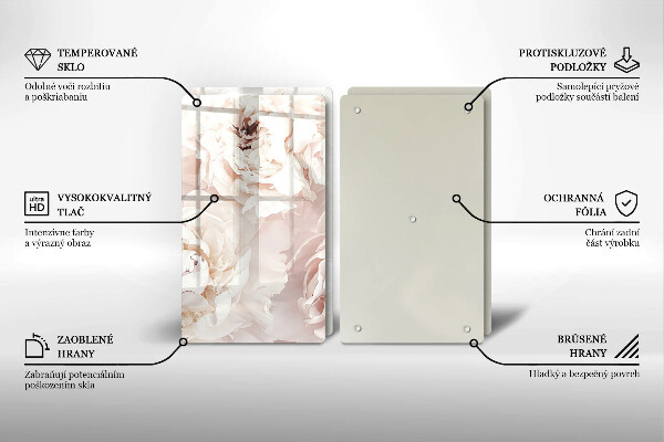 Copri piano cottura in vetro Peonie pastello