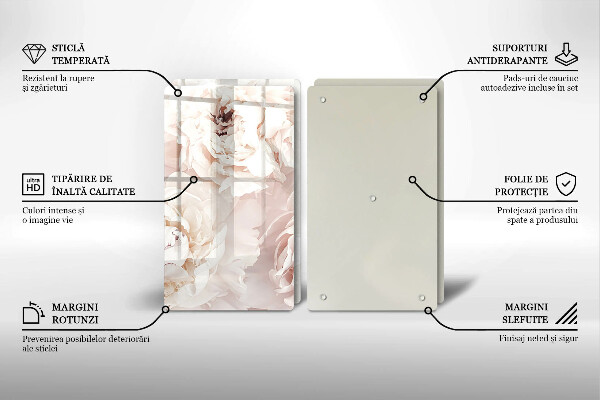 Copri piano cottura in vetro Peonie pastello