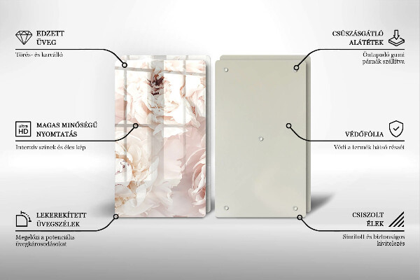 Copri piano cottura in vetro Peonie pastello