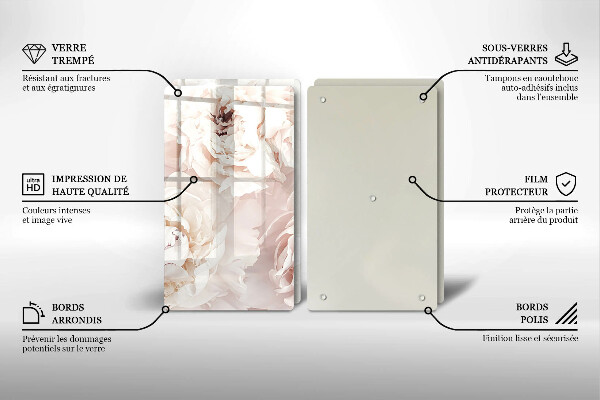 Copri piano cottura in vetro Peonie pastello