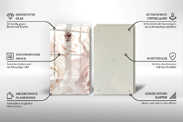 Copri piano cottura in vetro Peonie pastello