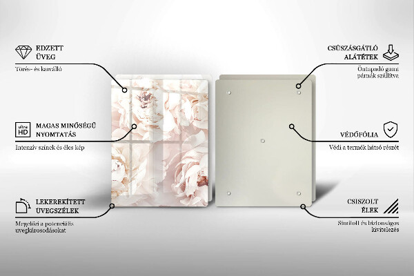 Copri piano cottura in vetro Peonie pastello