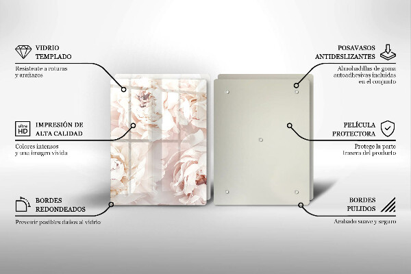 Copri piano cottura in vetro Peonie pastello