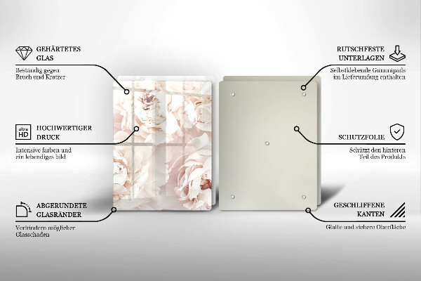 Copri piano cottura in vetro Peonie pastello