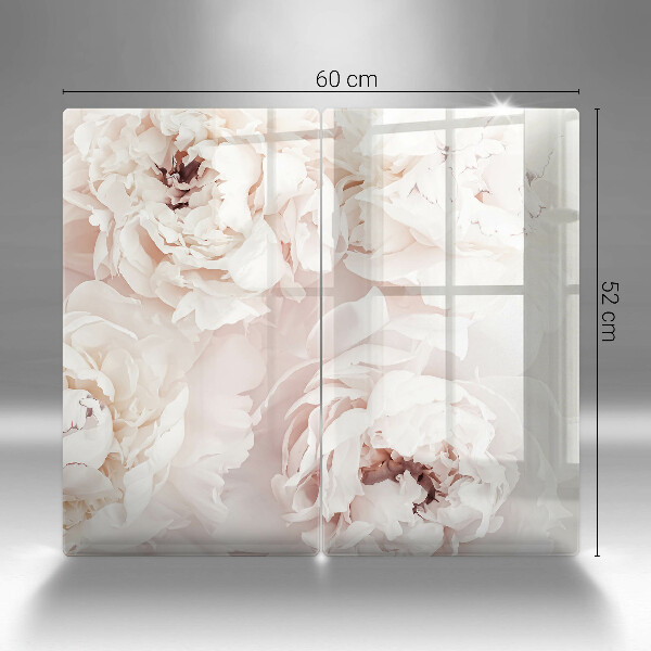 Copri piano cottura in vetro Peonie pastello