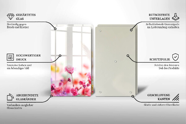 Copri piano cottura in vetro Prato fiorito