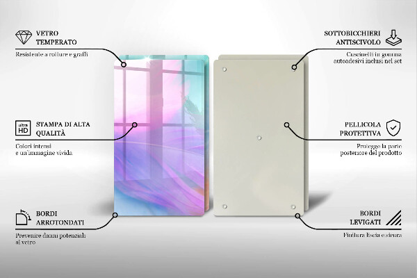 Copri piano cottura in vetro Piume pastello