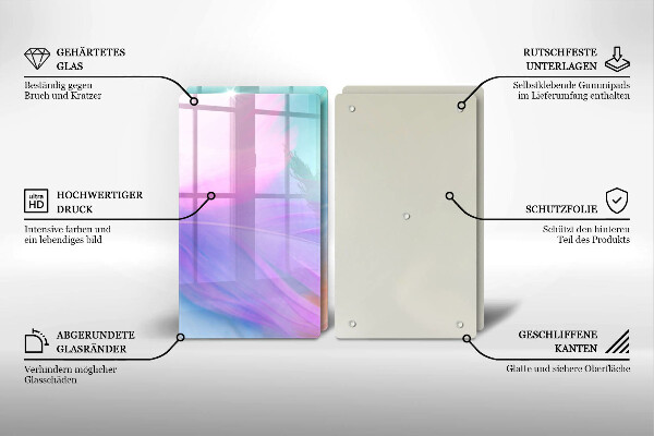 Copri piano cottura in vetro Piume pastello