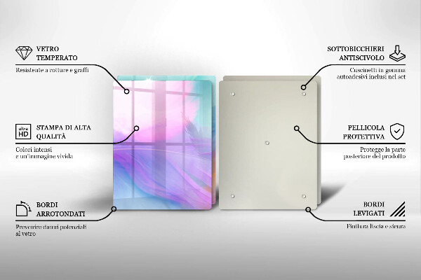 Copri piano cottura in vetro Piume pastello