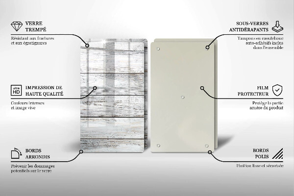 Copri piano cottura in vetro Tavole di legno luminose