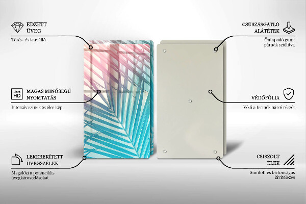 Copri piano cottura in vetro Foglie pastello