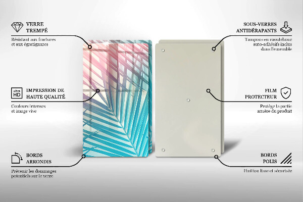 Copri piano cottura in vetro Foglie pastello