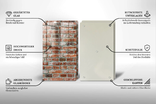 Copri piano cottura in vetro Vecchio muro di mattoni