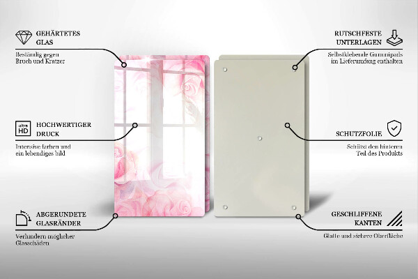 Copri piano cottura in vetro Sfondo delicato di rose