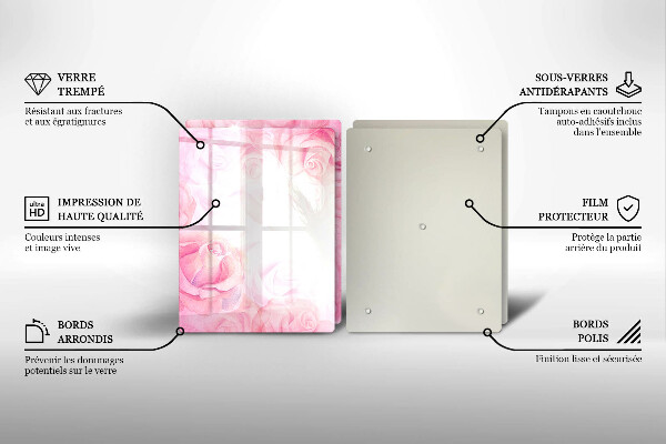 Copri piano cottura in vetro Sfondo delicato di rose