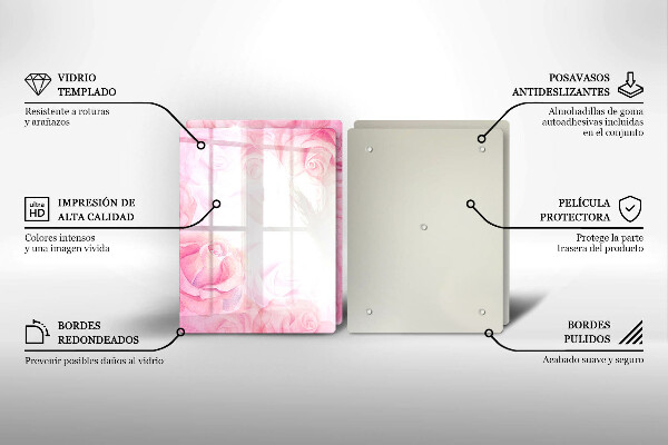 Copri piano cottura in vetro Sfondo delicato di rose