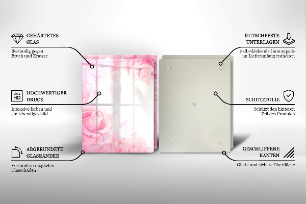 Copri piano cottura in vetro Sfondo delicato di rose