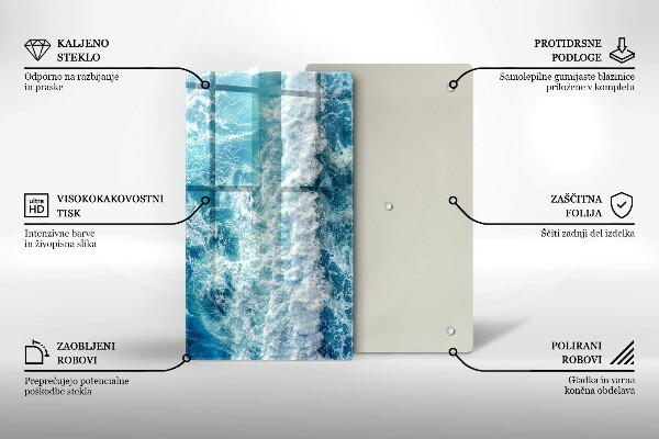 Copri fornello cucina Onde dell'acqua di mare