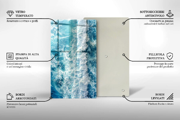 Copri fornello cucina Onde dell'acqua di mare