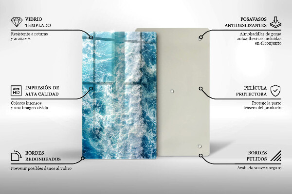 Copri fornello cucina Onde dell'acqua di mare