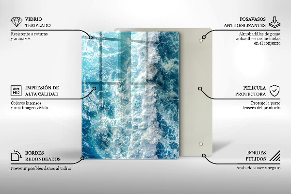 Copri fornello cucina Onde dell'acqua di mare