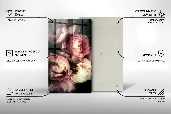 Copri fornello cucina Fiori di peonia