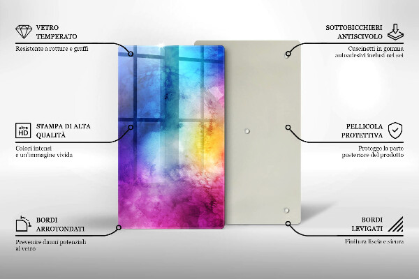 Copri fornello cucina Spruzzi di acquerello arcobaleno