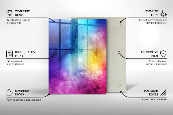 Copri fornello cucina Spruzzi di acquerello arcobaleno